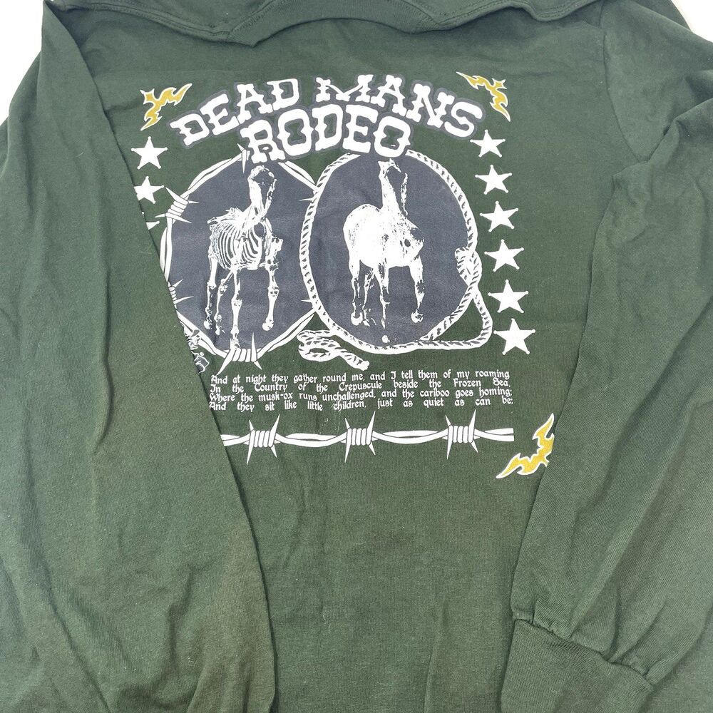Empyre Graphic Long Sleeve T-Shirt "Dead Mans Rodeo" Womens Sz Medium Dark Green